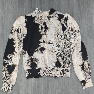 Chic Black and Cream Women's Blouse